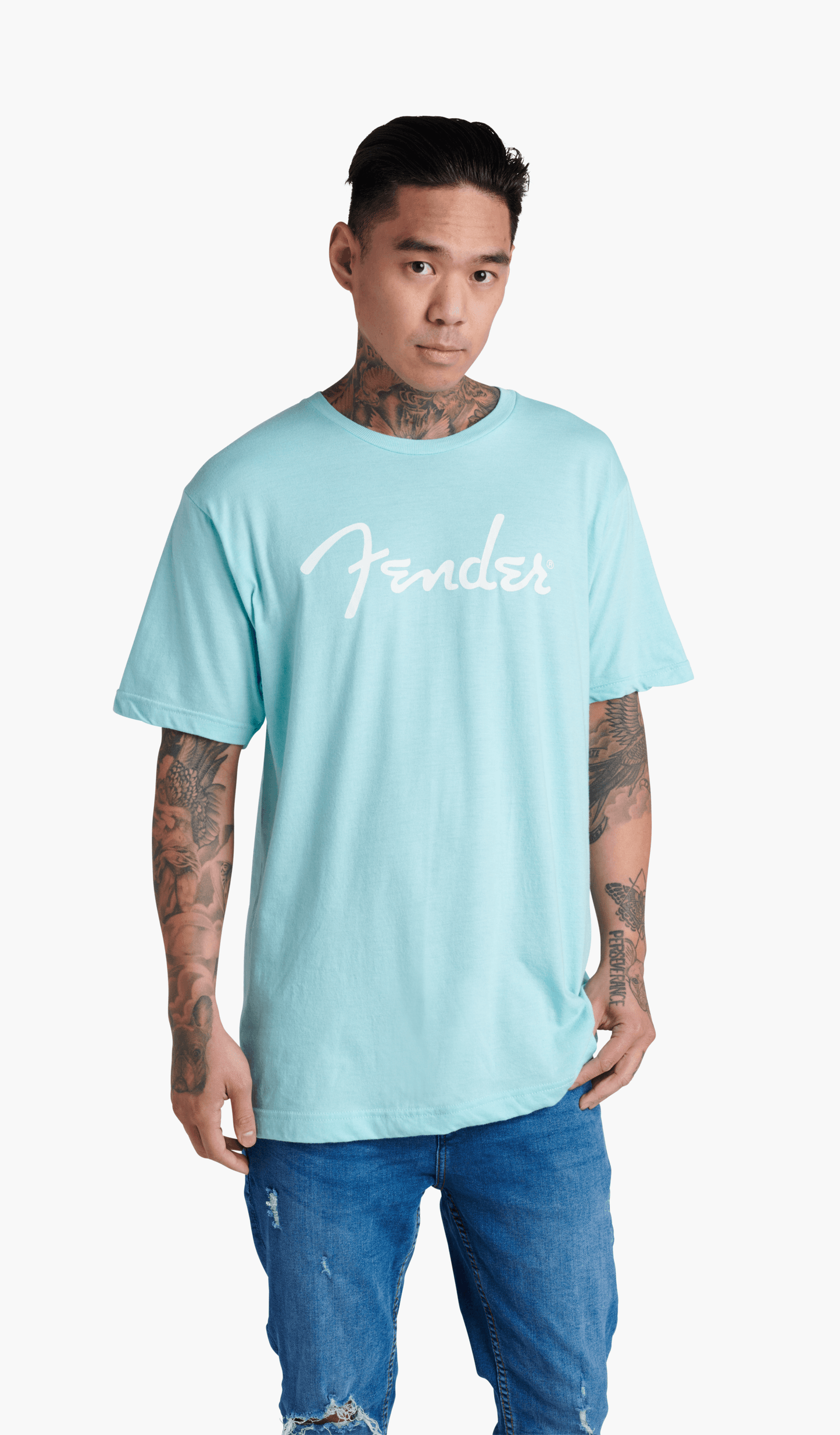 Fender® Spaghetti Logo T-Shirt, Daphne Blue