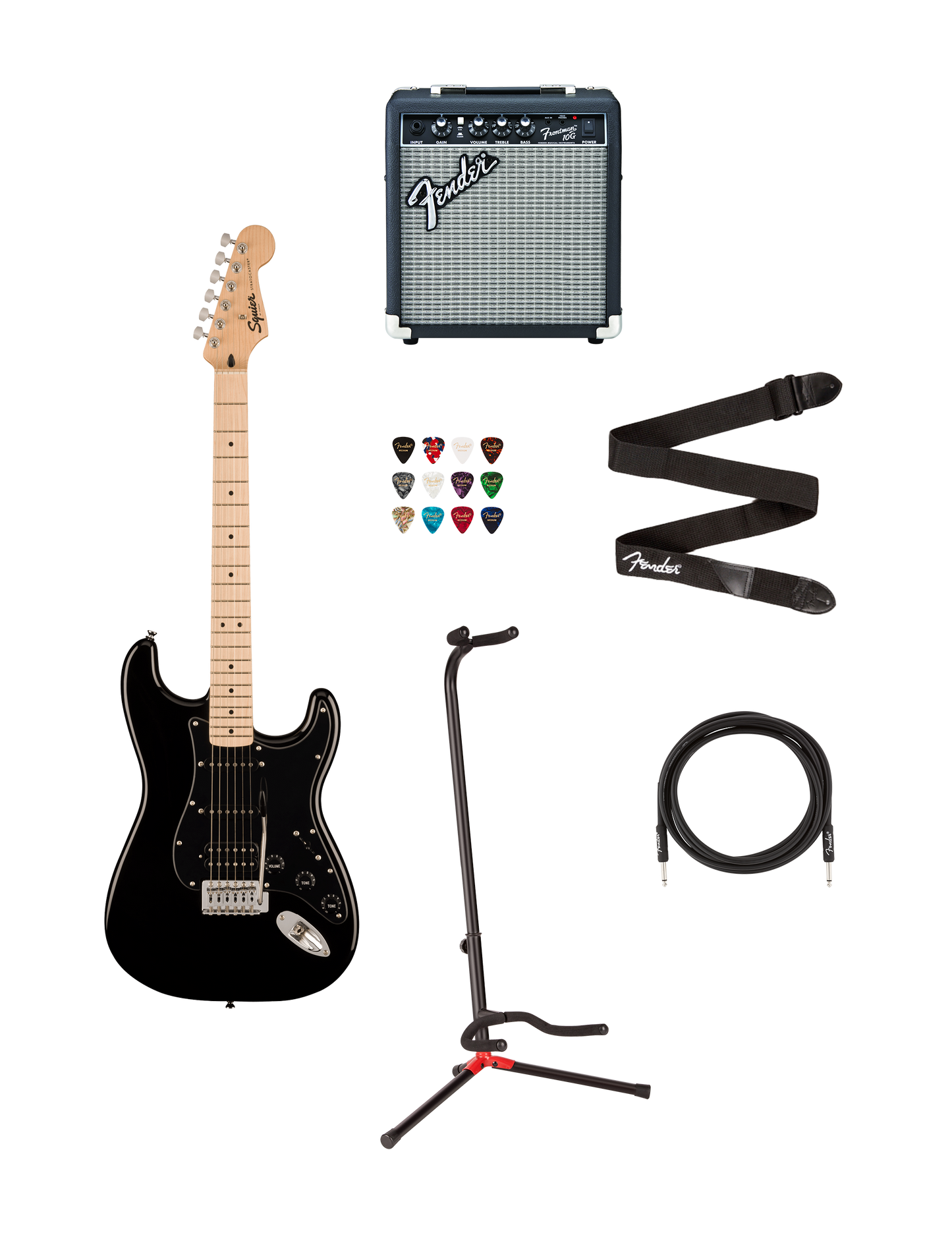 Squier Sonic Stratocaster HSS Bundle, Black